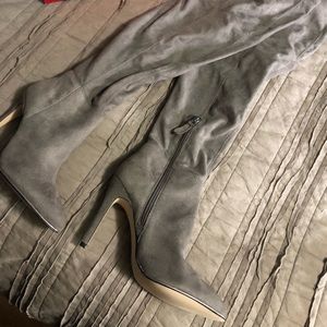 Guess knee high grey suede boots.
